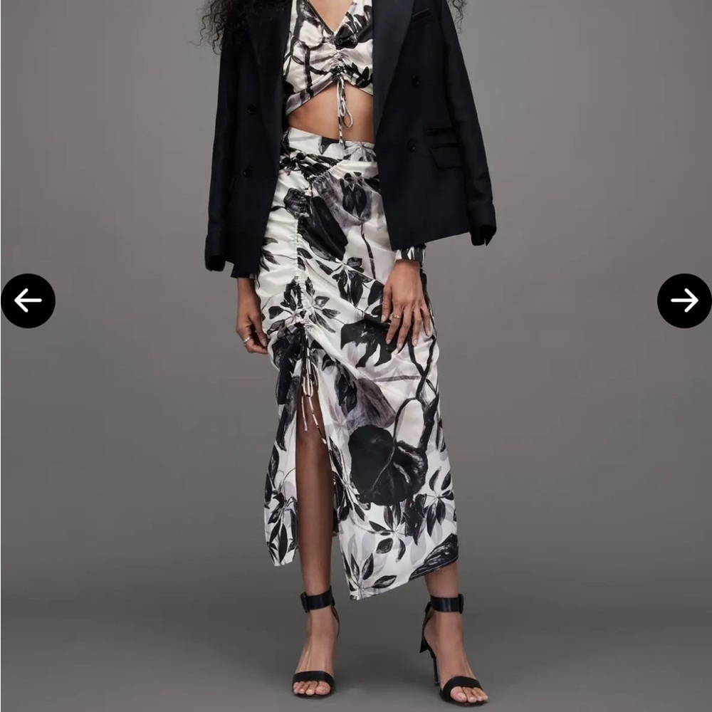 ALL SAINTS Carla Silk Blend Jackie Midi Skirt
